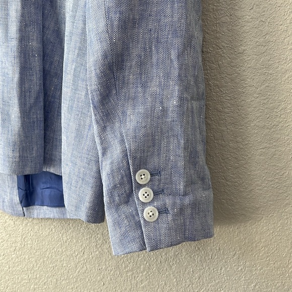 J. Peterman Women’s Linen One Button Blue Light Blazer New Without Tag Size 14 - Picture 5 of 10